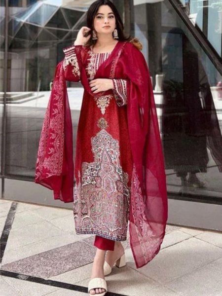 Stylish Red Cotton Suit Set for Effortless Summer Style Salwar Kameez