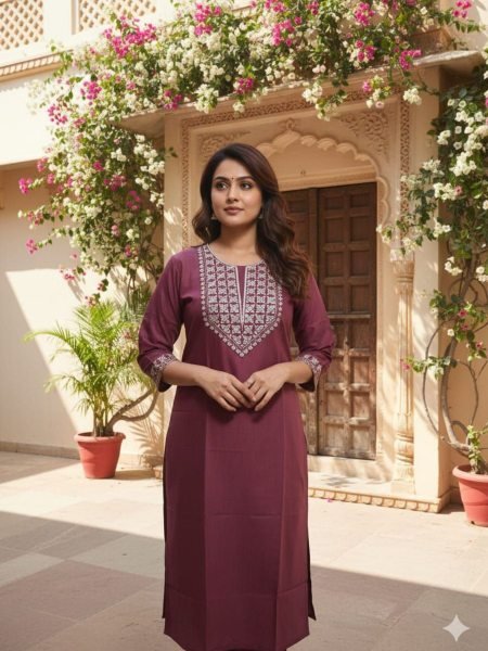 Stylish Red Daily Wear Sulb Cotton Kurti with Matching Pant 