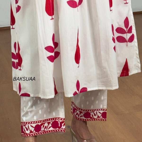 Summer Collection 100  % Pure Mul Cotton Kurta Set with Soft Lining  Pockets Handcrafted White Printed Set for Women Ready to Wear from Surat Exporter Kurti With Bottom Wholesale
