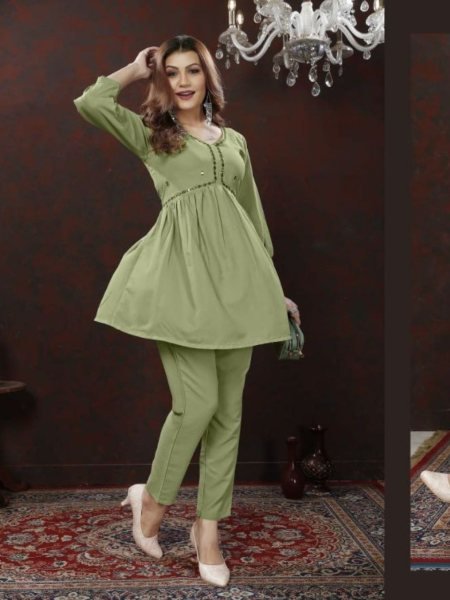 Summer Collection Pista Green Cotton Co Ords Set Wholesale Collection 