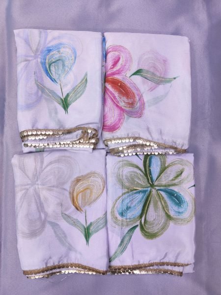 Summer Collection White   Blue Floral Printed Chiffon Saree Pure Chiffon Sarees Wholesale