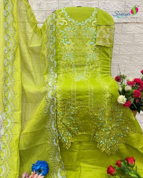 Summer Lawn Edit Elegant Cotton Chikankari Pakistani Suit Set with Embroidered Dupatta Set Pakistani Suits Wholesale