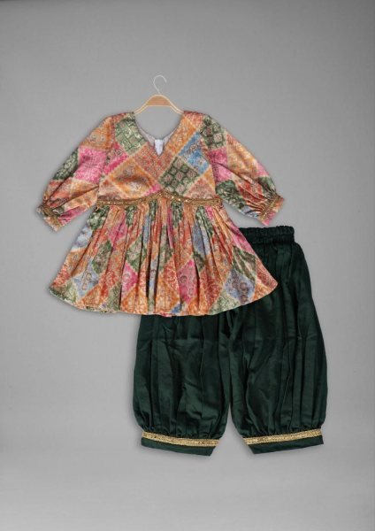 Sun Kissed Elegance Cotton Blend Girls Aliacut Kurti with Dhoti Pant Girls Wear