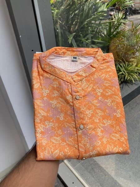Sunlit Haldi Kurta in Printed Cotton Perfect for Mehndi  Daytime Festive Events Kurta Pajama Wholesale