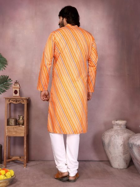 Sunset Orange Cotton Sequin Kurta Set For Haldi Ceremony at low Price Kurta Pajama Wholesale