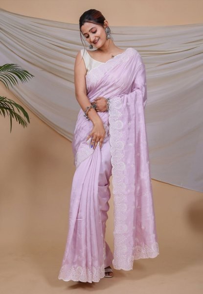 Superb Soft Silk Saree With Kantha Thread Work Border   Silk Sarees Wholesale
