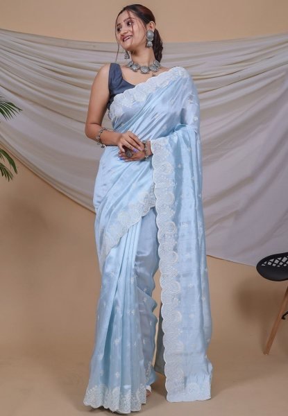 Superb Soft Silk Saree With Kantha Thread Work Border   Silk Sarees Wholesale