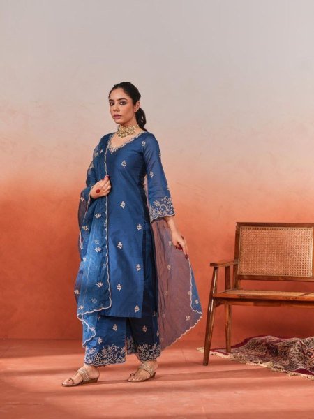 Surat Womens Wear Premium Ready to Wear Chanderi Embroidered Suits from Surat Textile Manufacturer
