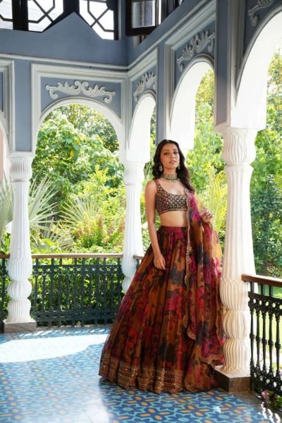 Tabby Organza Lehenga Choli Digital Print   Sequin Embroidery for Weddings   Wholesale from Indias Top Textile Supplier Designer Lehenga Choli