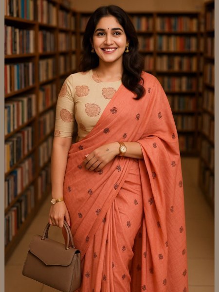 Tangerine Dust Pink Mul Cotton Saree with Bold Digital Print Vibrant Daily Wear Printed Cotton Sarees Wholesale