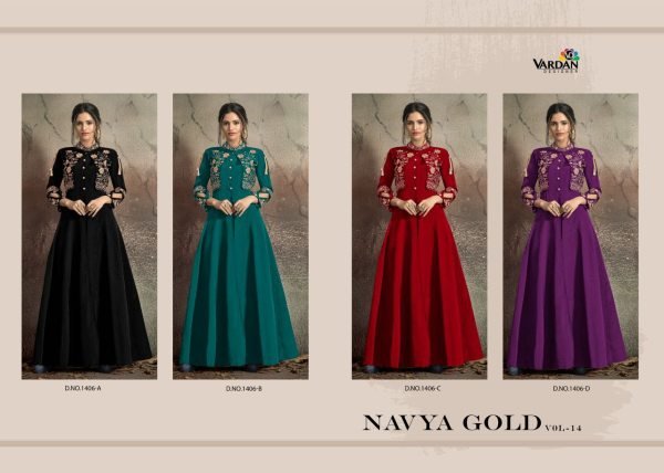 Teal Blue Designer Embroidered Taffeta Silk Party Wear Gown  Anarakali Gown Wholesale