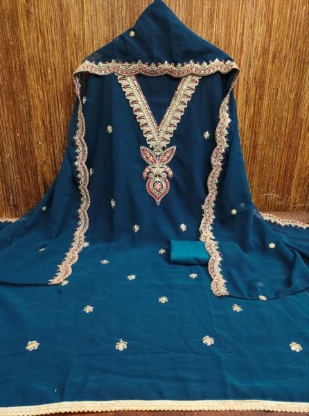 Teal Blue Zomato Silk Suit with Intricate Kodding  & Designer Dupatta Luxe Ethnic Wear Color Set Matching Dress Material Wholesale