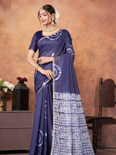 Timeless Touch Lightweight Chanderi Saree with Digital Floral Print  & Golden Lace Printed Cotton Sarees Wholesale