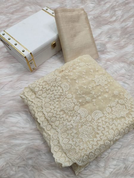 Timeless White Embroidered Soft Georgette Saree for Every Occasion Georgette Sarees Wholesale
