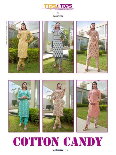 Tips And Tops Cotton Candy Vol 7 Cotton Printed Daily Wear Fancy Kurti Pant 6 Pc Full Set  Full Set Kurti