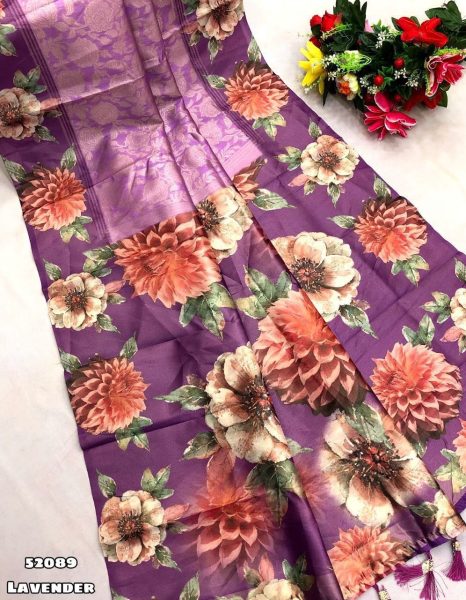 Tissue Silk Saree with Gold Zari Weaving & Floral Design Silk Sarees Wholesale