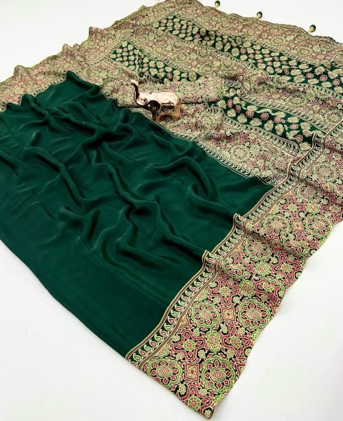 Top Pick Pure Satin Ajrak Saree with Luxury Detailing Stock Ready Printed Cotton Sarees Wholesale
