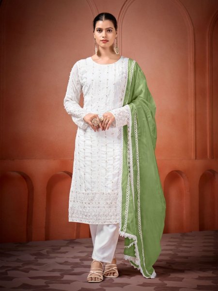 Top Quality Heavy Georgette Suit Sets Embroidery Moti & Lace Detailing Wholesale Collection for Online Shopping  Georgette Kurti 
