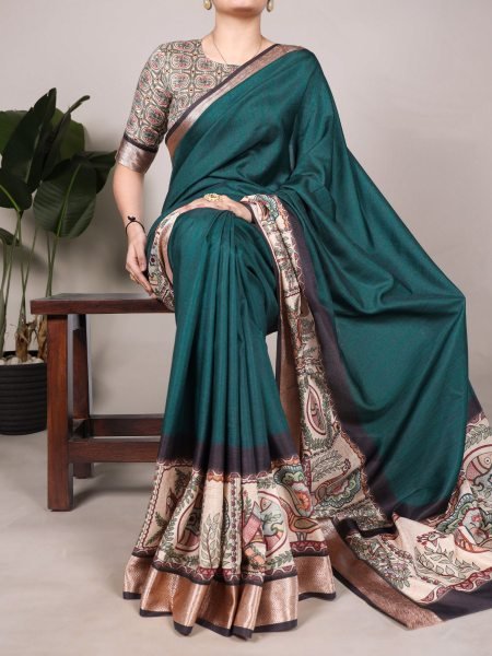Tradition Meets Trend Tussar Silk Printed Saree with Rich Viscose Border New Launch 