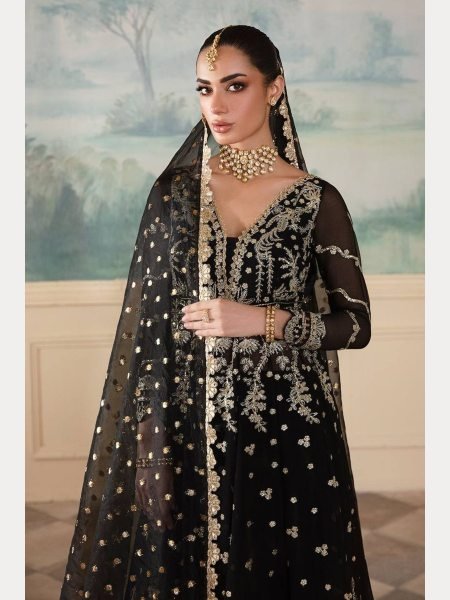 Traditional Black Heavy Georgette with Embroidery Work Pakistani Suit Ready To Wear Collection