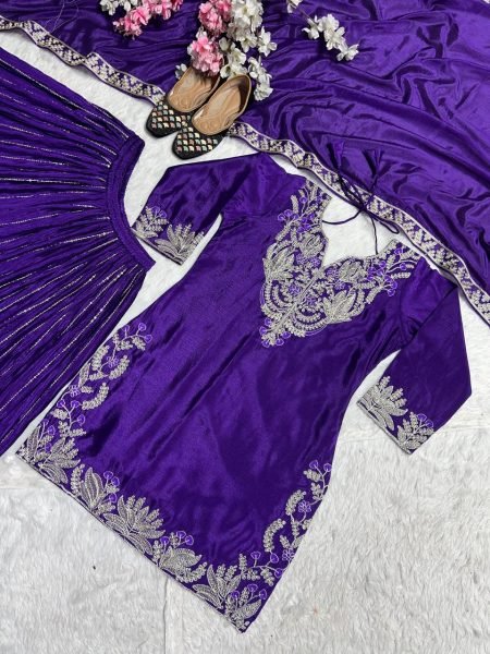 Traditional Chinnon Silk Sharara Set with Embroidery  Sequins   Lace Dupatta For Festive Wear Ready To Wear Collection