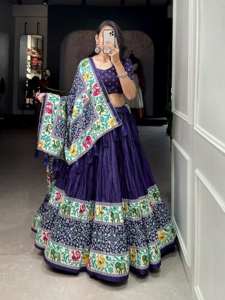 Traditional Dola Silk Patola Print Lehenga Choli Navratri Lehnega Choli