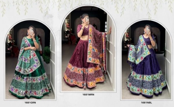 Traditional Dola Silk Patola Print Lehenga Choli Navratri Lehnega Choli