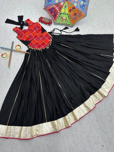 Traditional Black Cotton Lehenga with Heavy Flair   Mirror Work Look Perfect for Garba Nights Navratri Lehnega Choli
