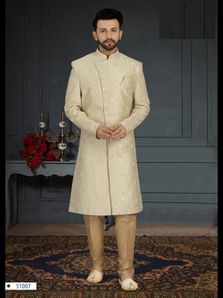 Traditional  Jacquard Silk with Hand Work, Sequence & Embroidery mens SHERWANI Collection  Kurta Pajama Wholesale