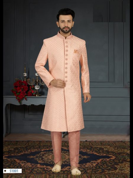 Traditional  Jacquard Silk with Hand Work, Sequence & Embroidery mens SHERWANI Collection  Kurta Pajama Wholesale