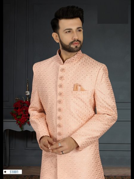 Traditional  Jacquard Silk with Hand Work, Sequence & Embroidery mens SHERWANI Collection  Kurta Pajama Wholesale