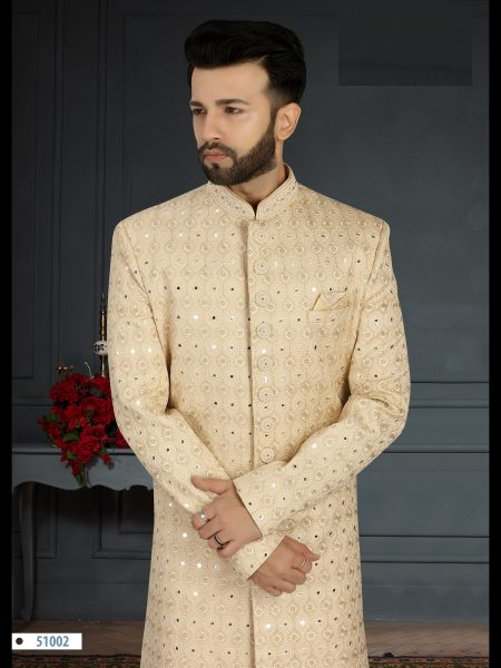 Traditional  Jacquard Silk with Hand Work, Sequence & Embroidery mens SHERWANI Collection  Kurta Pajama Wholesale