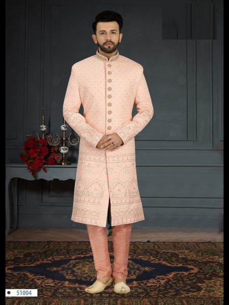 Traditional  Jacquard Silk with Hand Work, Sequence & Embroidery mens SHERWANI Collection  Kurta Pajama Wholesale