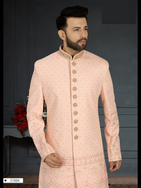 Traditional  Jacquard Silk with Hand Work, Sequence & Embroidery mens SHERWANI Collection  Kurta Pajama Wholesale