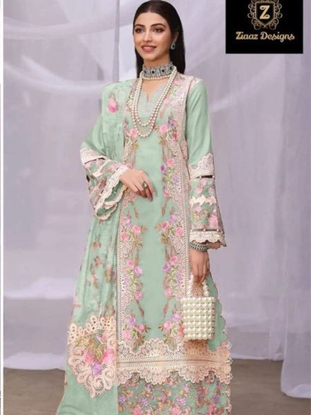 Traditional Pista Color Party Wear Wholesale Pakistani Suit  