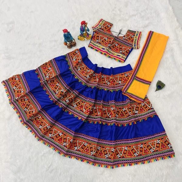 Traditional Rayon Cotton Lehenga Choli With Real Mirror Work Girls Wear