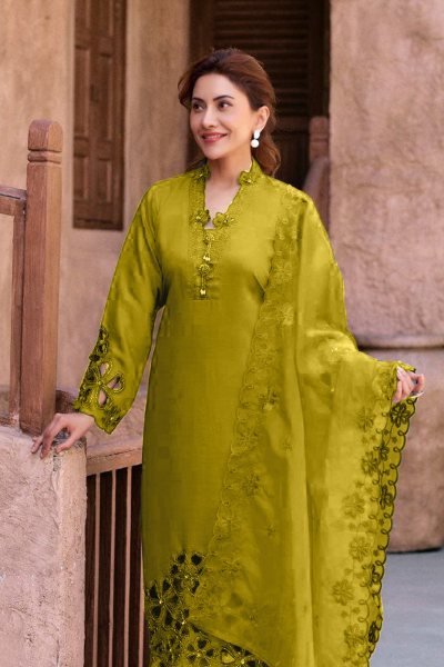 Traditional Retail Kurta Set in Crystal Viscose with Intricate Embroidery & Cut Work  Straight Cut Long Kurtis