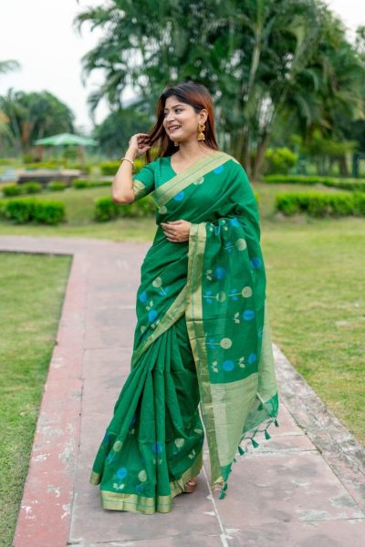 Traditional Wear Linen Silk Saree With Weaving Border Silk Sarees Wholesale