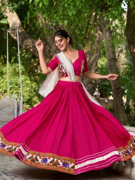 Traditional Wear Pure Rayon Lehenga Choli  Navratri Lehnega Choli