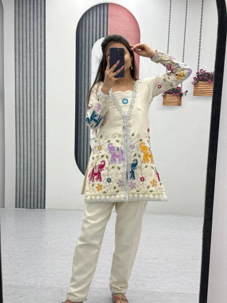 Traditional Wear Readymade Indo Western Co Ord Set Embroidered Tissue Silk Koti Best Wholesale Deals for Online Shopping CO ORD Sets
