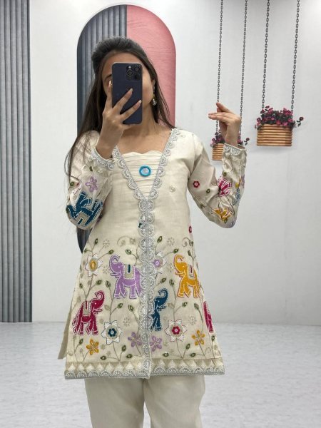 Traditional Wear Readymade Indo Western Co Ord Set Embroidered Tissue Silk Koti Best Wholesale Deals for Online Shopping CO ORD Sets