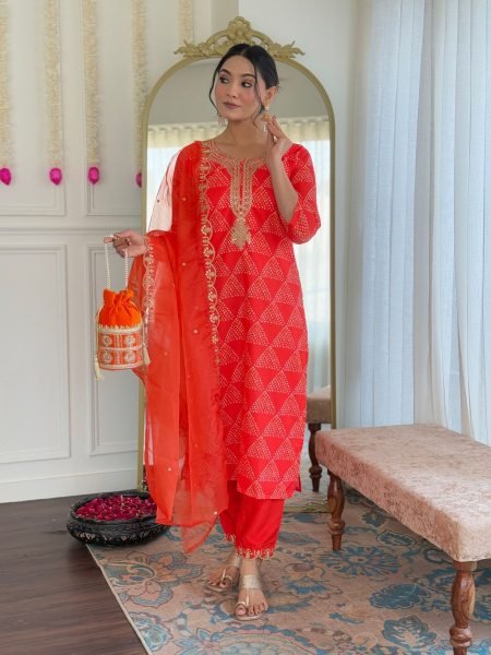 Traditional Womens French Crepe Kurta Set Sequined Embroidered Perfect for Festive Season Best Wholesale Price 