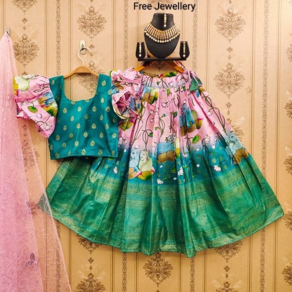 Traditional Zari Silk Lehenga For Kid Wear Girls Wear