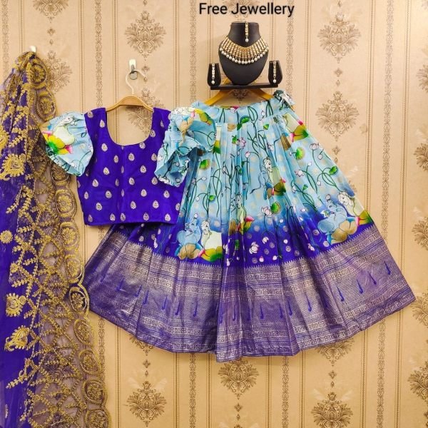 Traditional Zari Silk Lehenga For Kid Wear Girls Wear