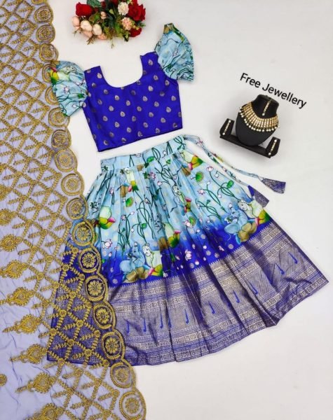 Traditional Zari Silk Lehenga For Kid Wear Girls Wear