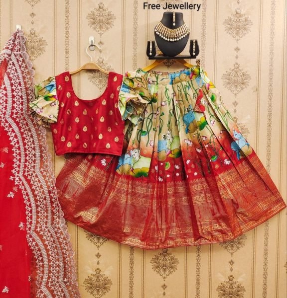 Traditional Zari Silk Lehenga For Kid Wear Girls Wear