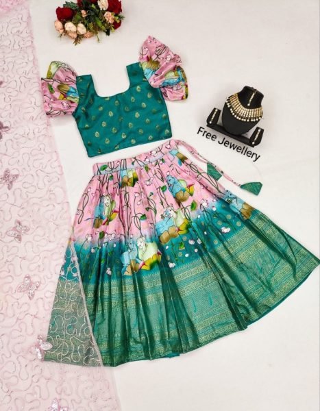 Traditional Zari Silk Lehenga For Kid Wear Girls Wear