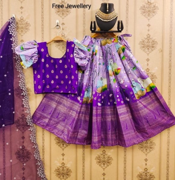 Traditional Zari Silk Lehenga For Kid Wear Girls Wear