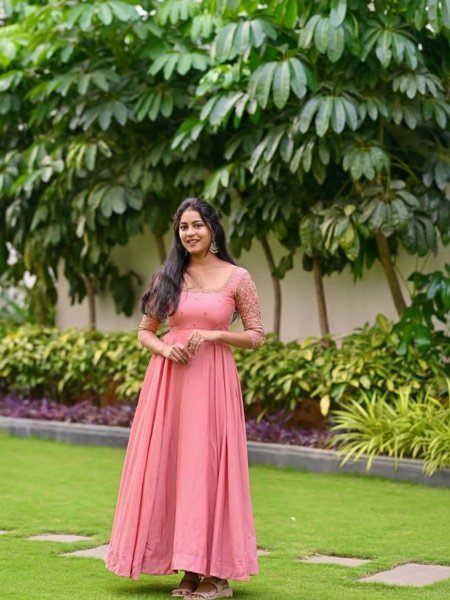 Tranding Collection Chinnon Silk Long Gown Pink Biggest Wholesale Cloth Stylish  