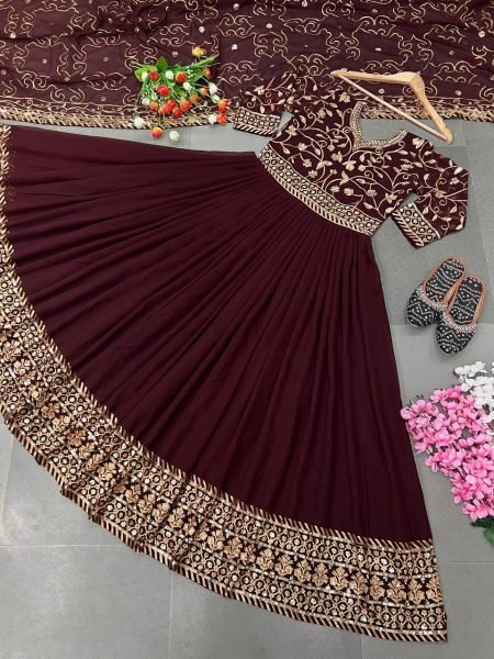 Tranding Fox Georgette Embroidery Gown  With Dupatta  Anarakali Gown Wholesale